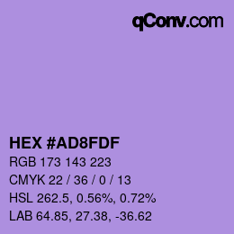 Color code: HEX #AD8FDF | qconv.com