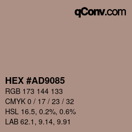 Color code: HEX #AD9085 | qconv.com