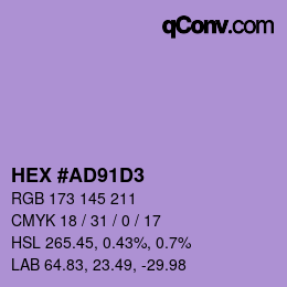 Color code: HEX #AD91D3 | qconv.com