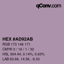 Farbcode: HEX #AD92AB | qconv.com