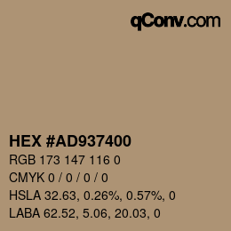 Color code: HEX #AD937400 | qconv.com
