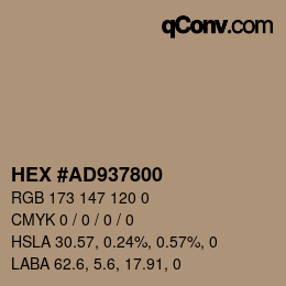 Color code: HEX #AD937800 | qconv.com