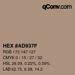 カラーコード: HEX #AD937F | qconv.com
