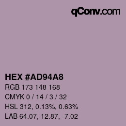 颜色代码: HEX #AD94A8 | qconv.com