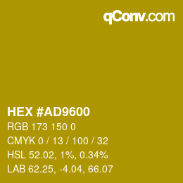 颜色代码: HEX #AD9600 | qconv.com