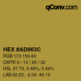 Color code: HEX #AD963C | qconv.com