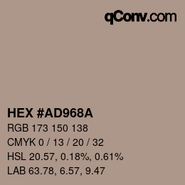 Color code: HEX #AD968A | qconv.com