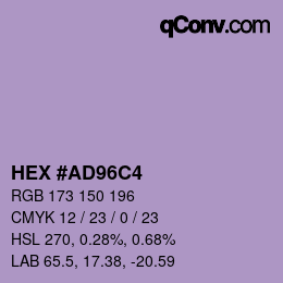 カラーコード: HEX #AD96C4 | qconv.com