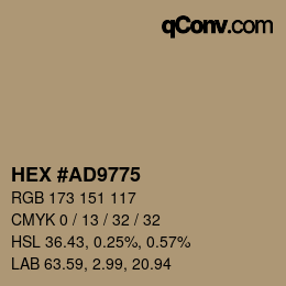 Color code: HEX #AD9775 | qconv.com