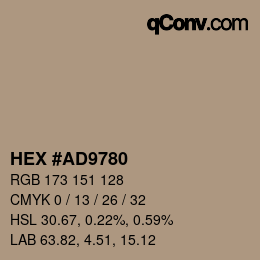 Código de color: HEX #AD9780 | qconv.com