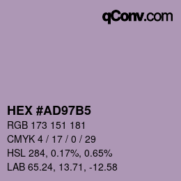 カラーコード: HEX #AD97B5 | qconv.com