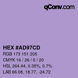 Color code: HEX #AD97CD | qconv.com