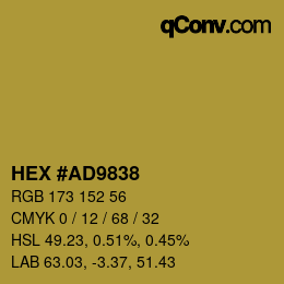 颜色代码: HEX #AD9838 | qconv.com