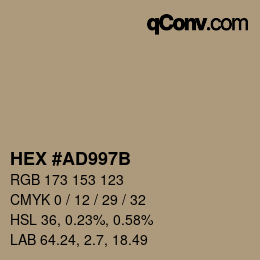 Farbcode: HEX #AD997B | qconv.com