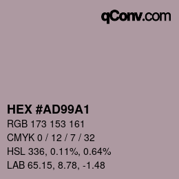 Color code: HEX #AD99A1 | qconv.com