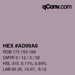 カラーコード: HEX #AD99A8 | qconv.com