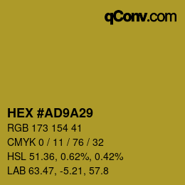 Color code: HEX #AD9A29 | qconv.com