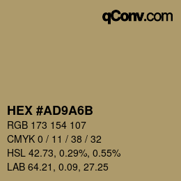 Código de color: HEX #AD9A6B | qconv.com