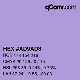 颜色代码: HEX #AD9AD8 | qconv.com