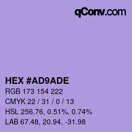 Color code: HEX #AD9ADE | qconv.com