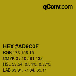 颜色代码: HEX #AD9C0F | qconv.com