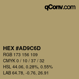 カラーコード: HEX #AD9C6D | qconv.com