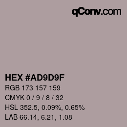 Color code: HEX #AD9D9F | qconv.com