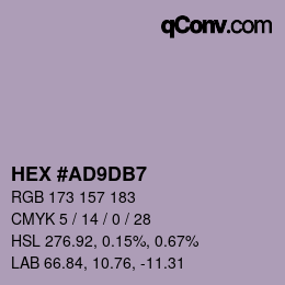 カラーコード: HEX #AD9DB7 | qconv.com