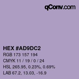 カラーコード: HEX #AD9DC2 | qconv.com