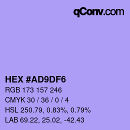 カラーコード: HEX #AD9DF6 | qconv.com