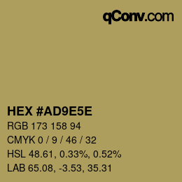 カラーコード: HEX #AD9E5E | qconv.com
