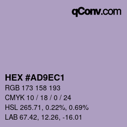 カラーコード: HEX #AD9EC1 | qconv.com
