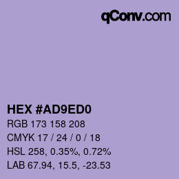 カラーコード: HEX #AD9ED0 | qconv.com