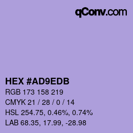 カラーコード: HEX #AD9EDB | qconv.com