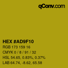 Color code: HEX #AD9F10 | qconv.com