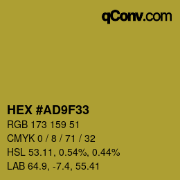 颜色代码: HEX #AD9F33 | qconv.com