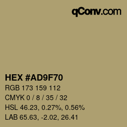 カラーコード: HEX #AD9F70 | qconv.com