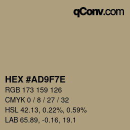 カラーコード: HEX #AD9F7E | qconv.com