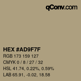 カラーコード: HEX #AD9F7F | qconv.com