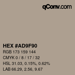 颜色代码: HEX #AD9F90 | qconv.com