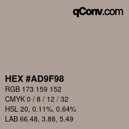 カラーコード: HEX #AD9F98 | qconv.com