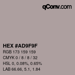Color code: HEX #AD9F9F | qconv.com