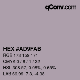 Color code: HEX #AD9FAB | qconv.com