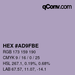 颜色代码: HEX #AD9FBE | qconv.com