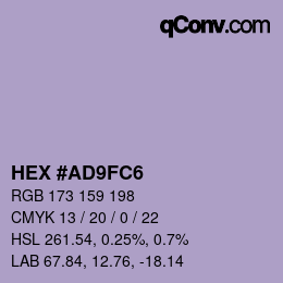 颜色代码: HEX #AD9FC6 | qconv.com