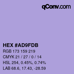 カラーコード: HEX #AD9FDB | qconv.com