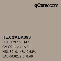Color code: HEX #ADA093 | qconv.com