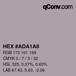Farbcode: HEX #ADA1A8 | qconv.com