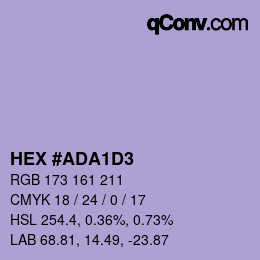 颜色代码: HEX #ADA1D3 | qconv.com