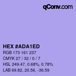カラーコード: HEX #ADA1ED | qconv.com